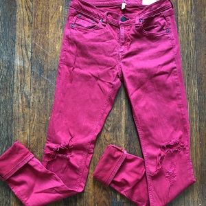 Rag & Bone mid rise skinny ripped red jeans